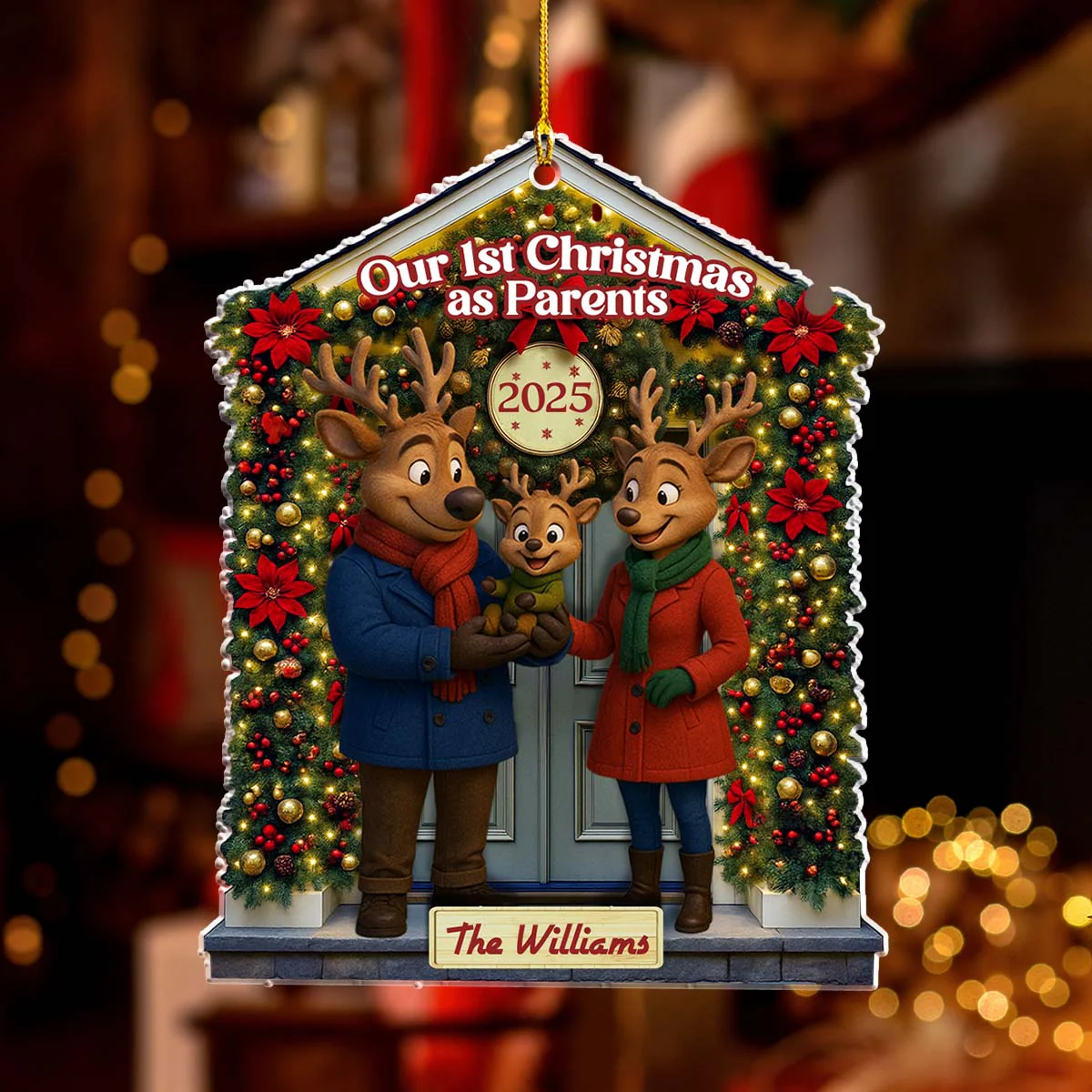1st Christmas As Parent - Personalized Custom Acrylic Ornament - Image 2