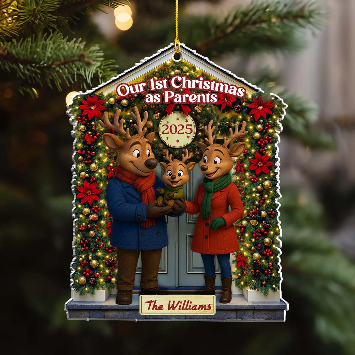 1st Christmas As Parent - Personalized Custom Acrylic Ornament - Image 3