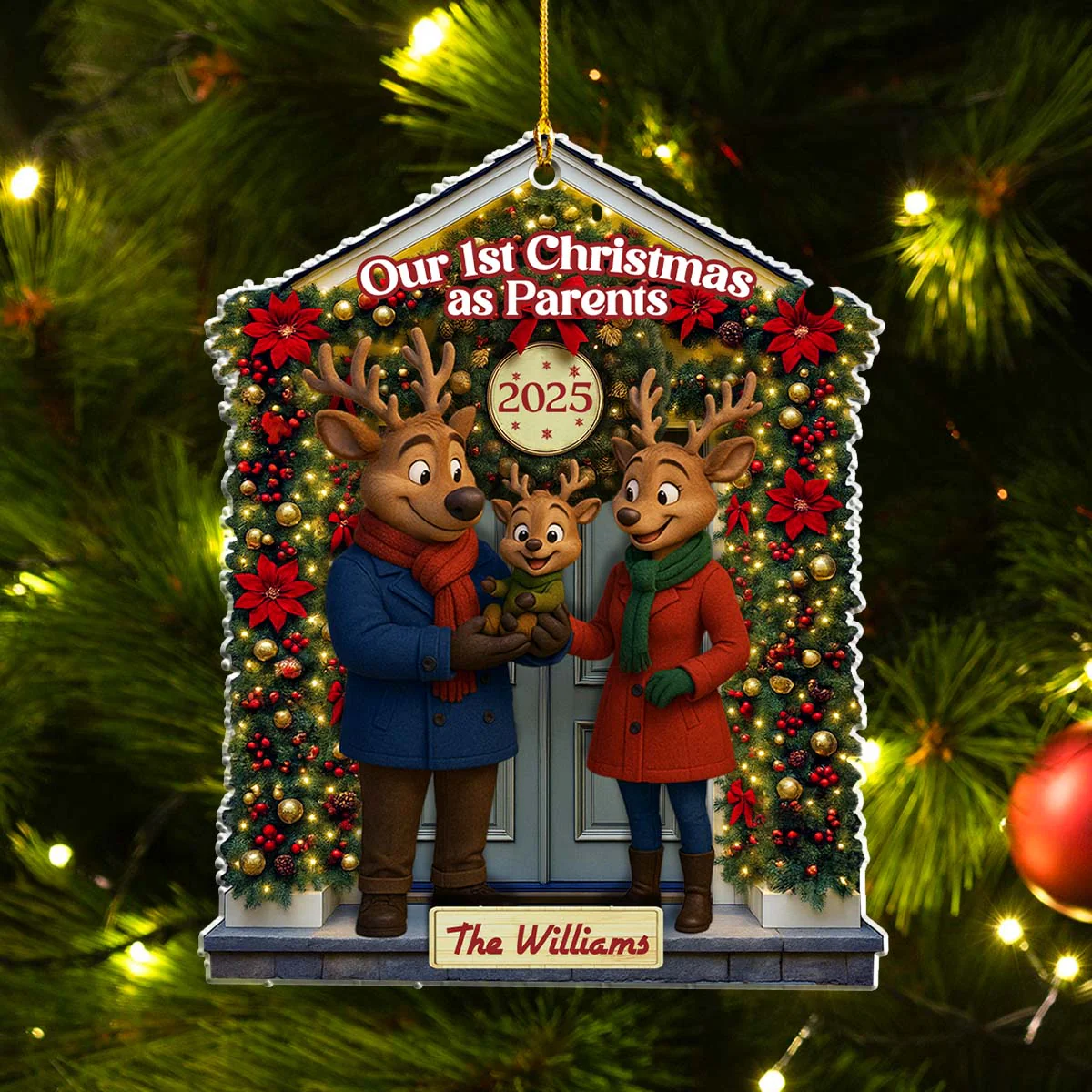 1st Christmas As Parent - Personalized Custom Acrylic Ornament - Image 4