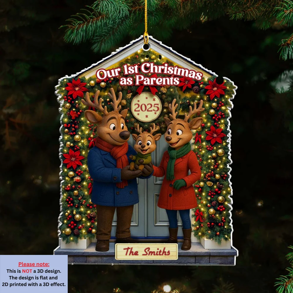 1st Christmas As Parent - Personalized Custom Acrylic Ornament - Image 6