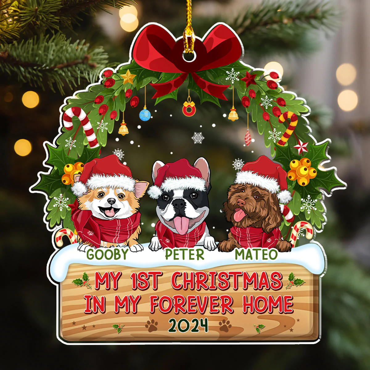 1st Christmas In Forever Home - Personalized Custom Acrylic Ornament - Image 3