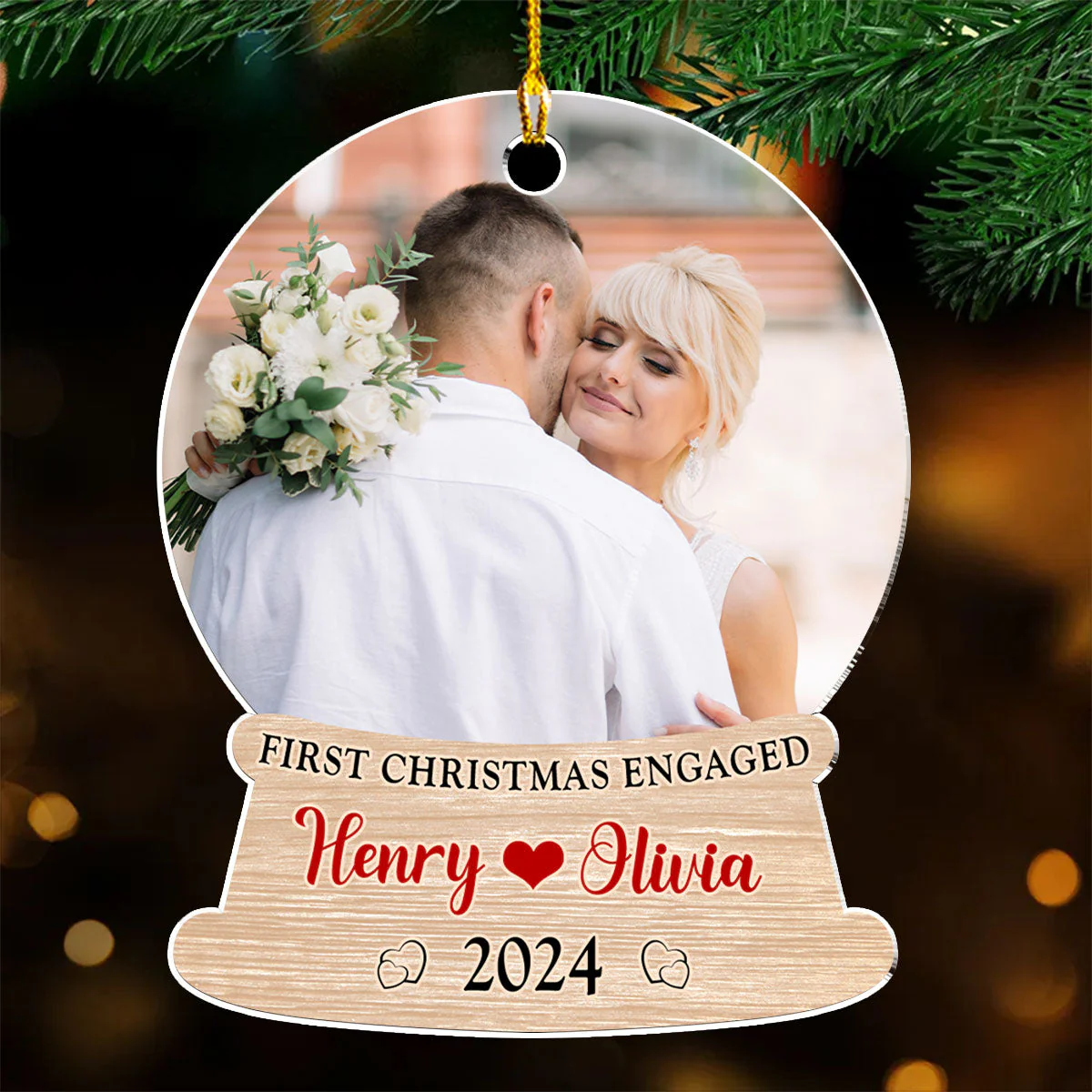 1st Christmas Married Custom Photo - Personalized Custom Acrylic Ornament - Image 2