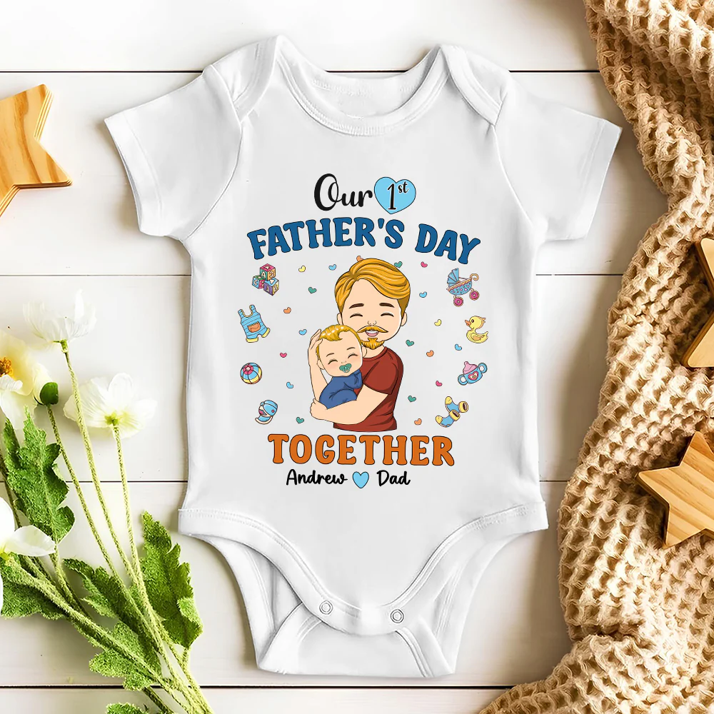 1st Fathers Day Together - Personalized Custom Onesie - Image 3