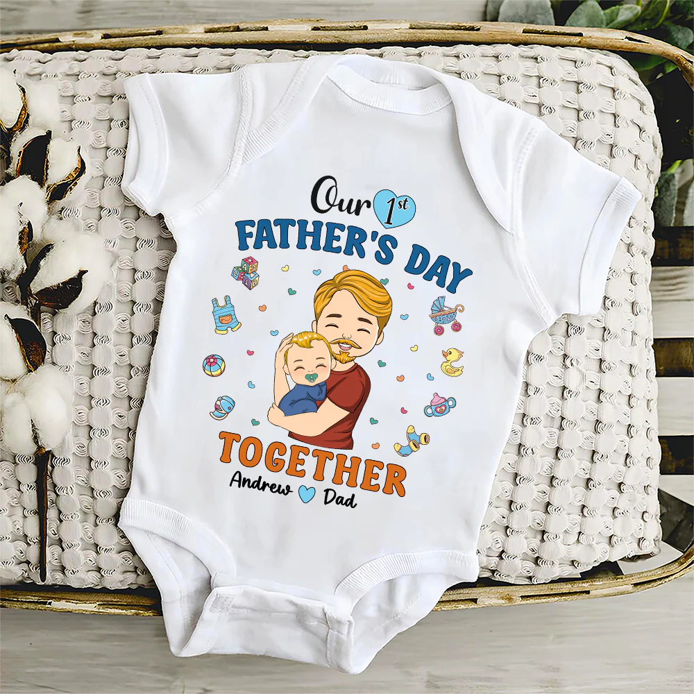 1st Fathers Day Together - Personalized Custom Onesie - Image 4