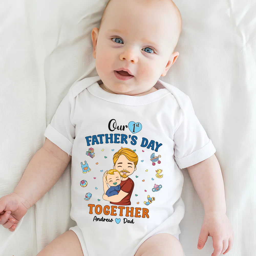 1st Fathers Day Together - Personalized Custom Onesie - Image 5