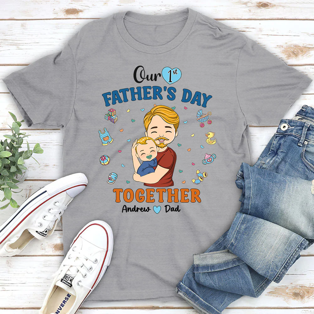 1st Fathers Day Together - Personalized Custom Shirt - Image 2
