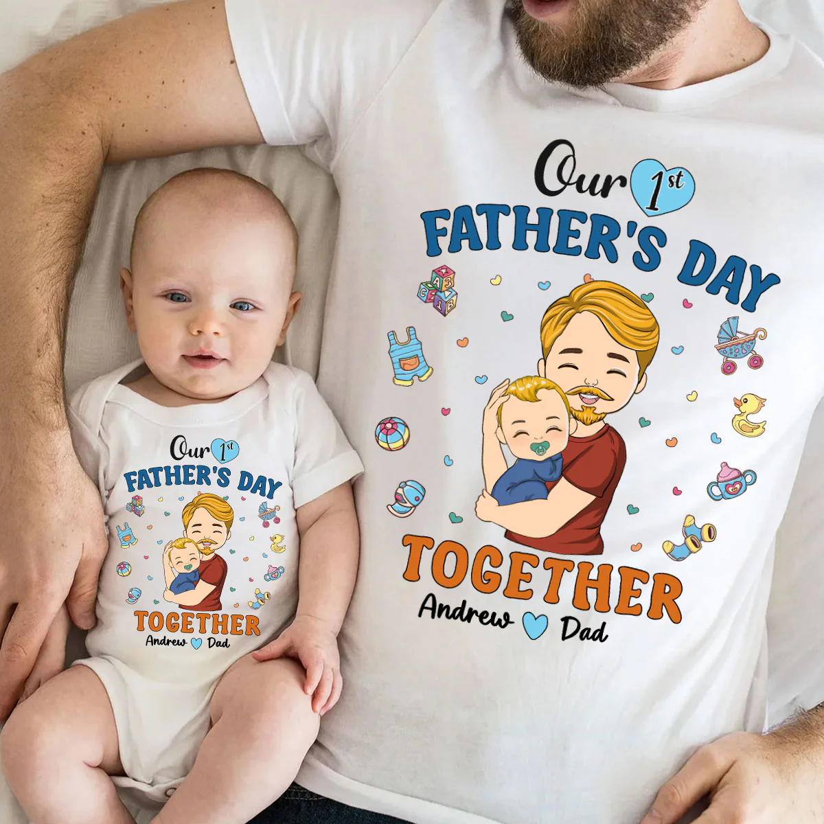 1st Fathers Day Together - Personalized Custom T-shirt And Onesie