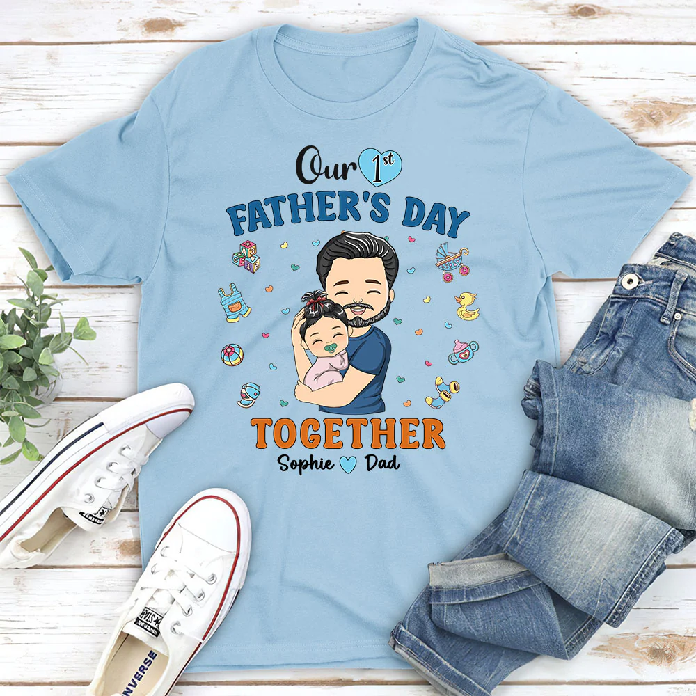 1st Fathers Day Together - Personalized Custom T-shirt And Onesie - Image 2