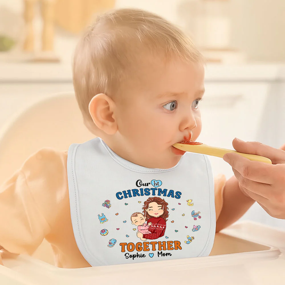 1st Mothers Day Together - Personalized Custom Baby Bib - Image 4