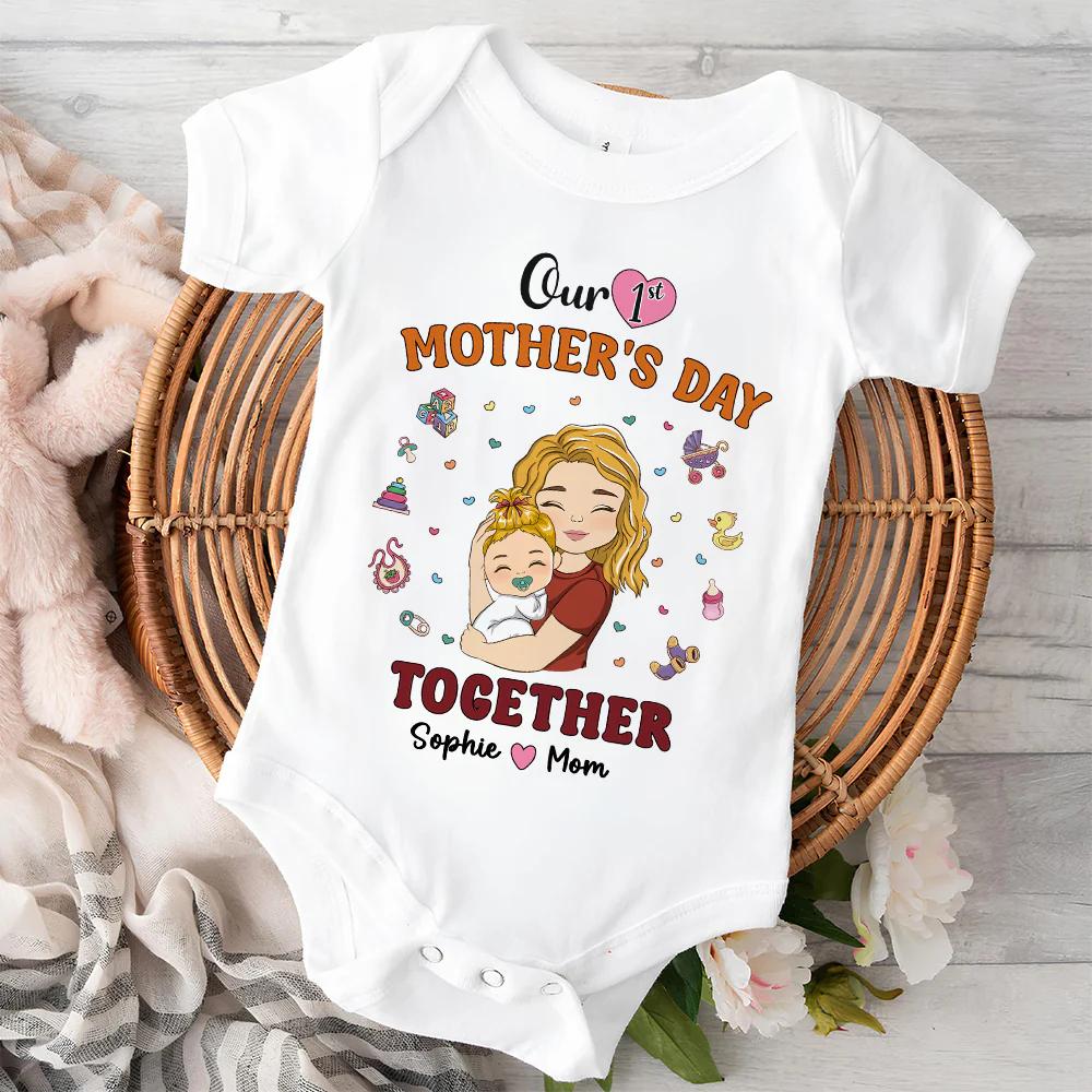 1st Mothers Day Together - Personalized Custom Onesie - Image 2