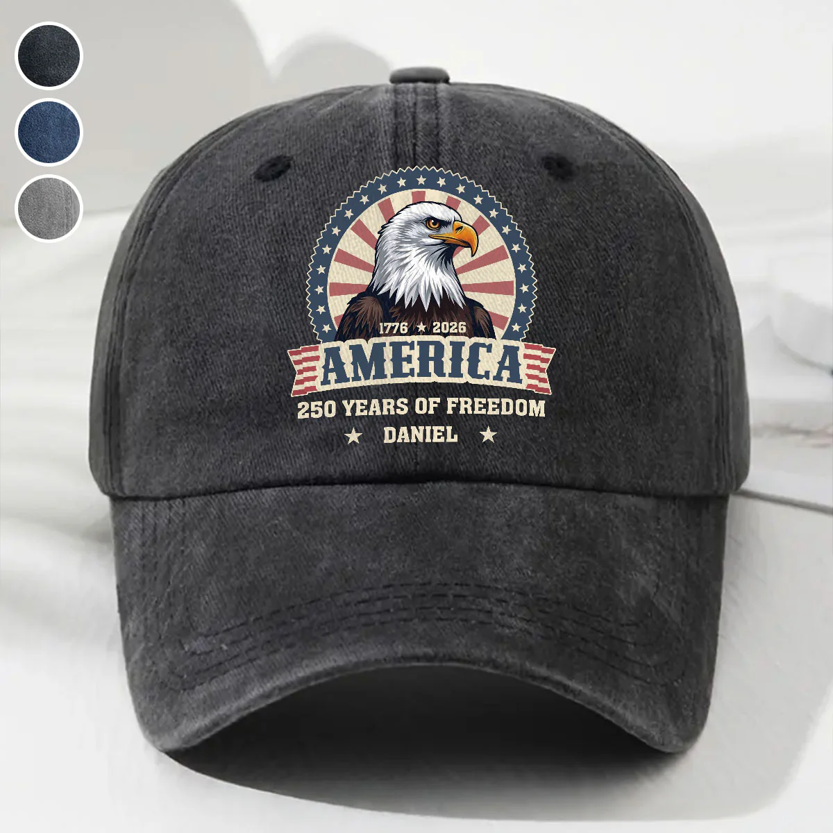 250 Of Freedom - Personalized Custom Vintage Washed Denim Cap