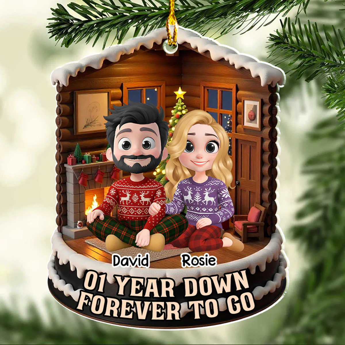 50 Years Down Forever To Go - Personalized Custom Acrylic Ornament - Image 3