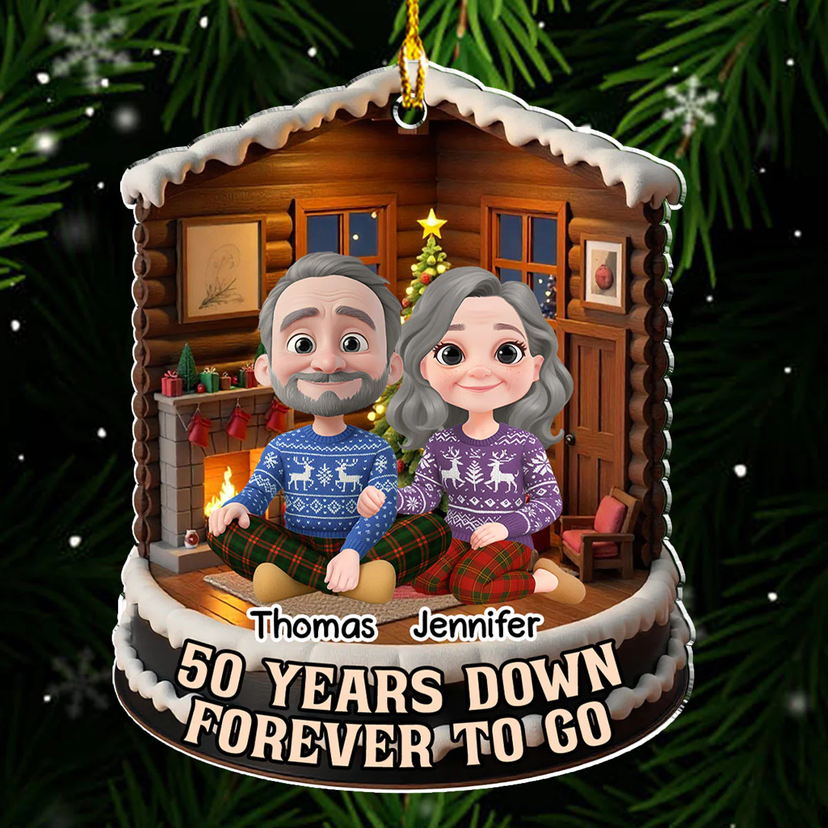 50 Years Down Forever To Go - Personalized Custom Acrylic Ornament - Image 4