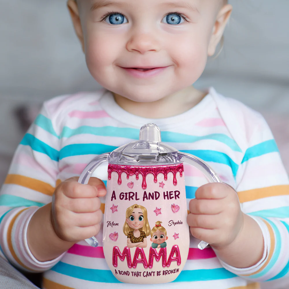 A Baby And Mommy - Personalized Custom Sippy Cup With Handles - Image 2