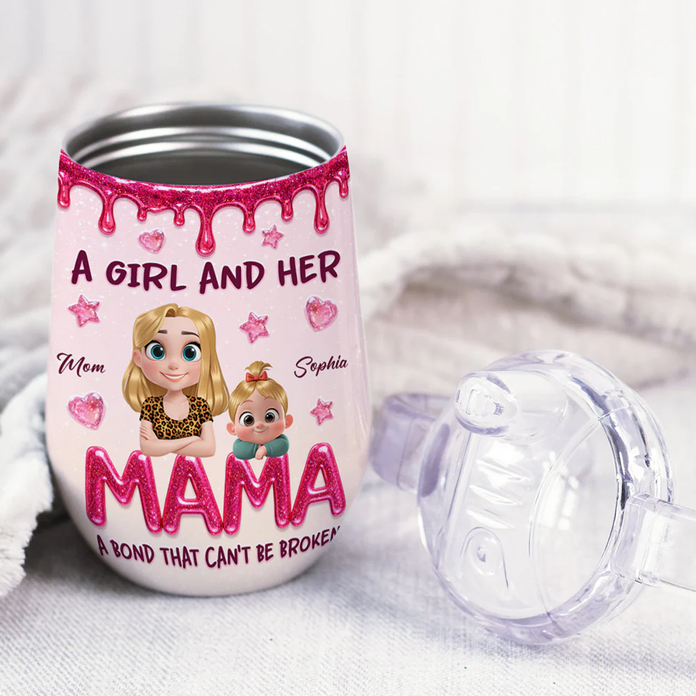 A Baby And Mommy - Personalized Custom Sippy Cup With Handles - Image 3