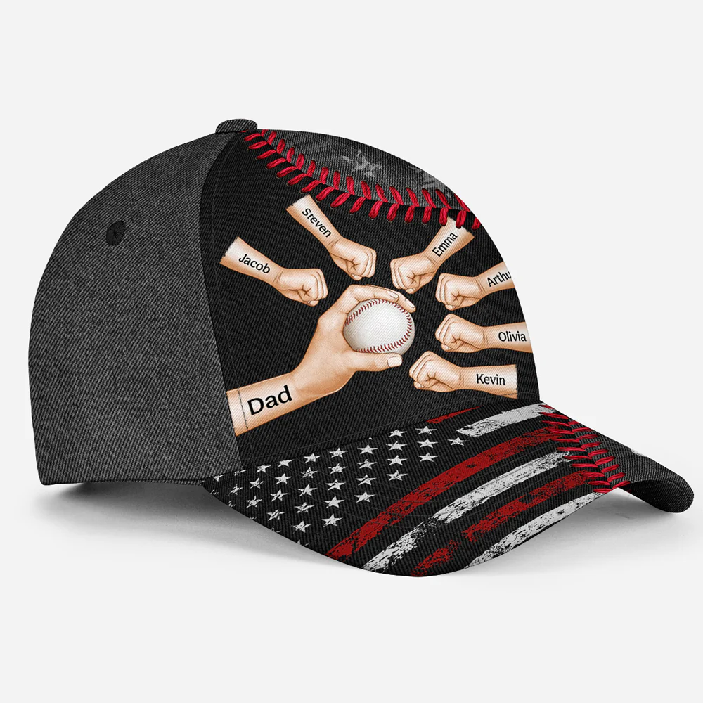 A Baseball Dad Power Is Fueled by Love - Personalized Custom Classic Cap - Image 5