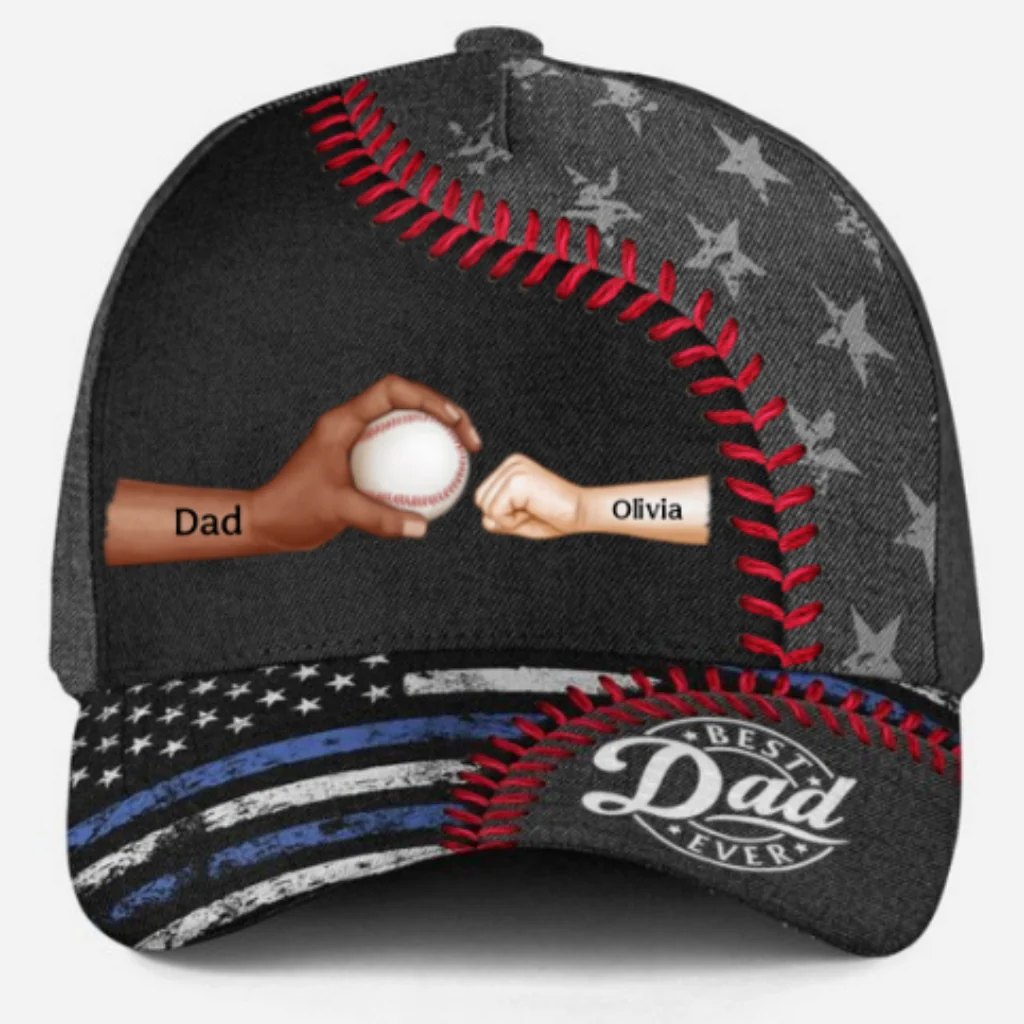 A Baseball Dad Power Is Fueled by Love - Personalized Custom Classic Cap - Image 8