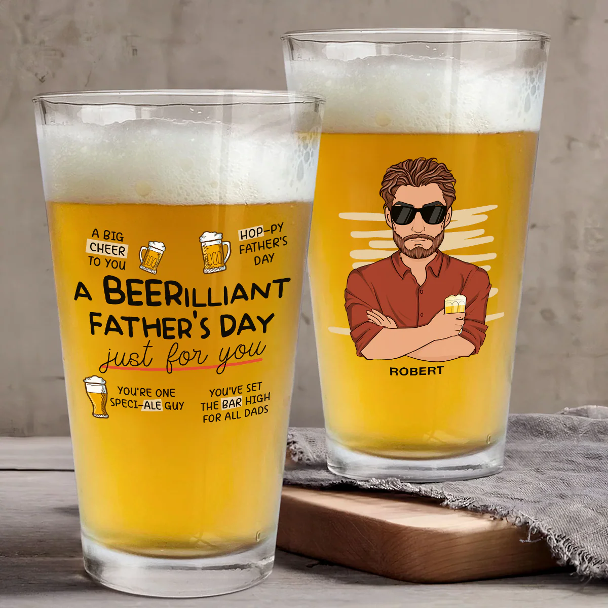 A Beerilliant Fathers Day - Personalized Custom Beer Glass - Image 3