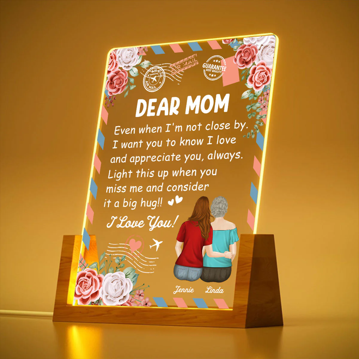 A Big Hug - Personalized Custom Plaque With Walnut Base - Image 3