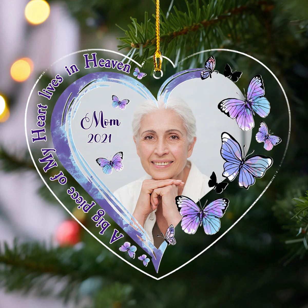 A Big Piece Of My Heart Lives In Heaven - Personalized Custom Acrylic Ornament - Image 2