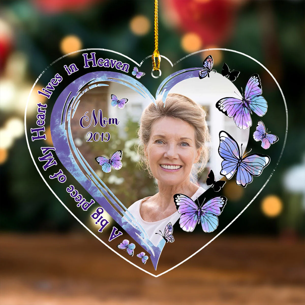 A Big Piece Of My Heart Lives In Heaven - Personalized Custom Acrylic Ornament - Image 3