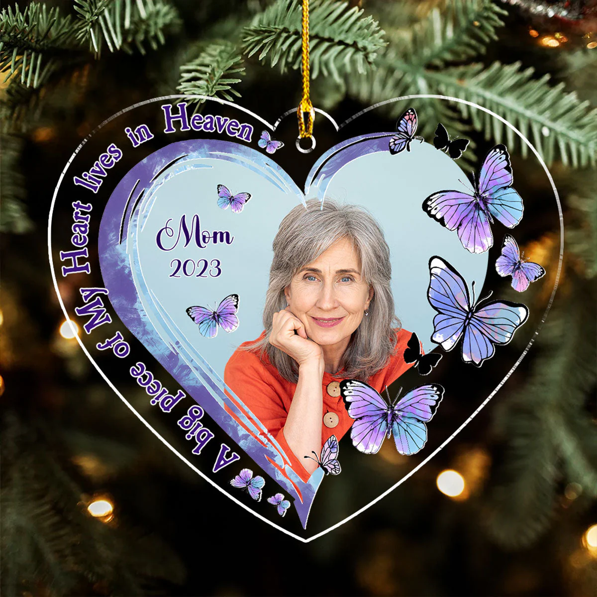 A Big Piece Of My Heart Lives In Heaven - Personalized Custom Acrylic Ornament - Image 4
