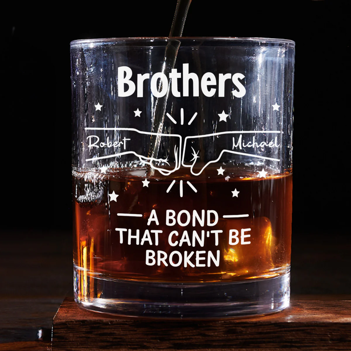 A Bond Between Brothers - Personalized Custom Whiskey Glass - Image 2