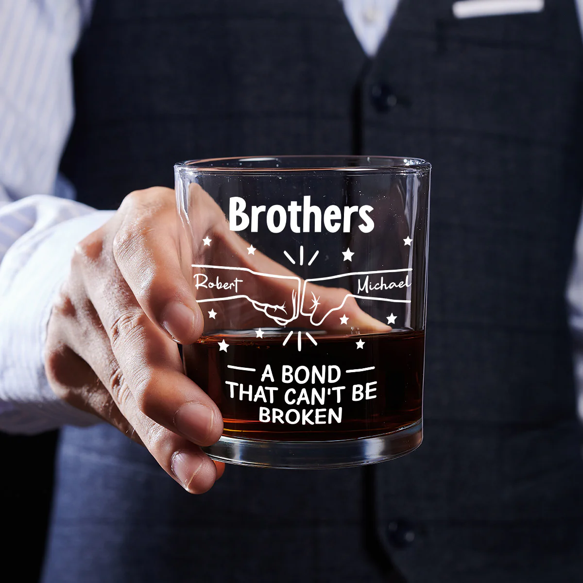 A Bond Between Brothers - Personalized Custom Whiskey Glass - Image 5