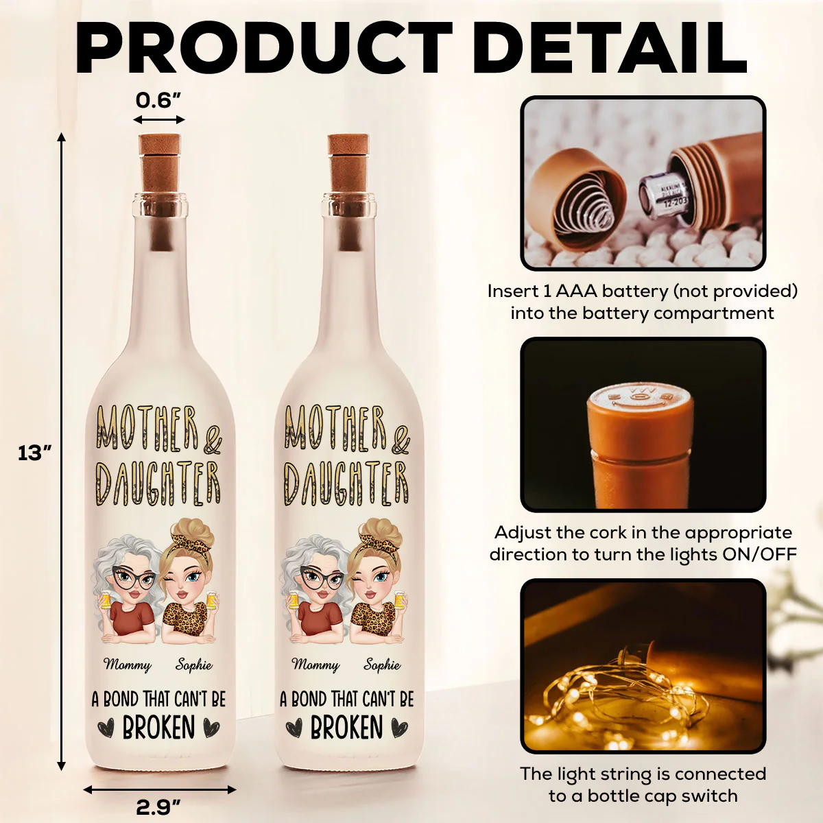 A Bond That Can't Be Broken - Personalized Custom Bottle Lamp - Image 5