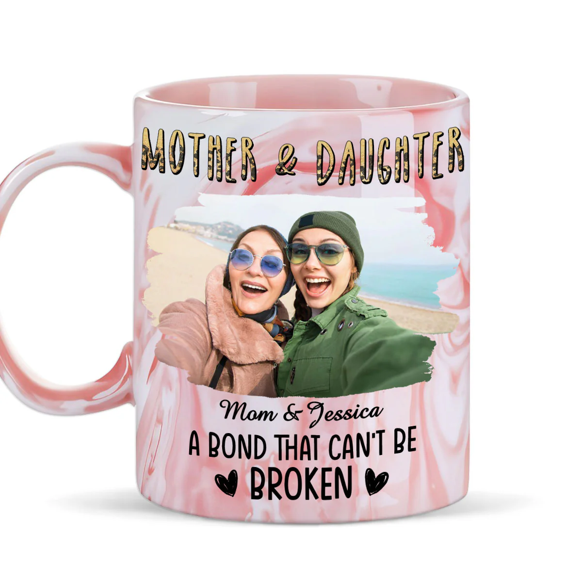 A Bond That Can't Be Broken Photo - Personalized Custom Pink Marble Mug