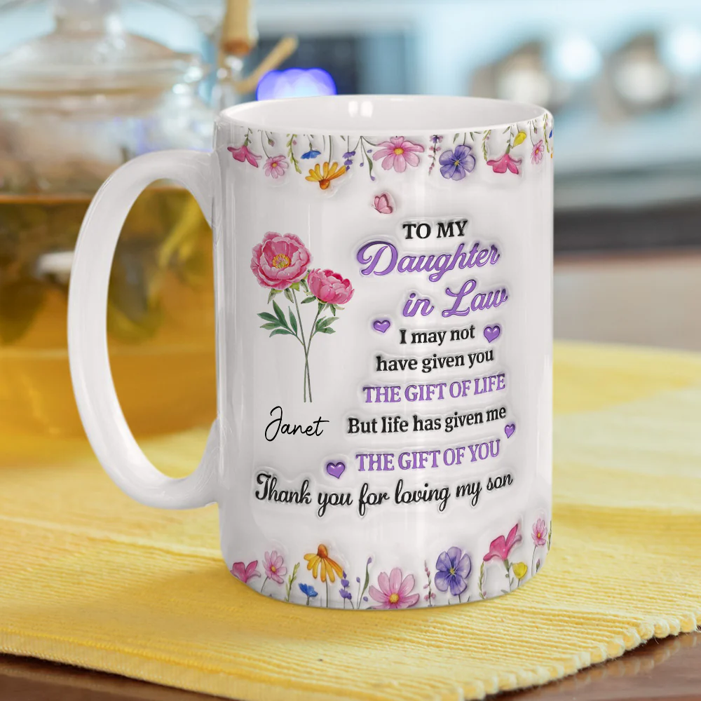 A Daughter By Heart - Personalized Custom 3D Inflated Effect Mug - Image 6