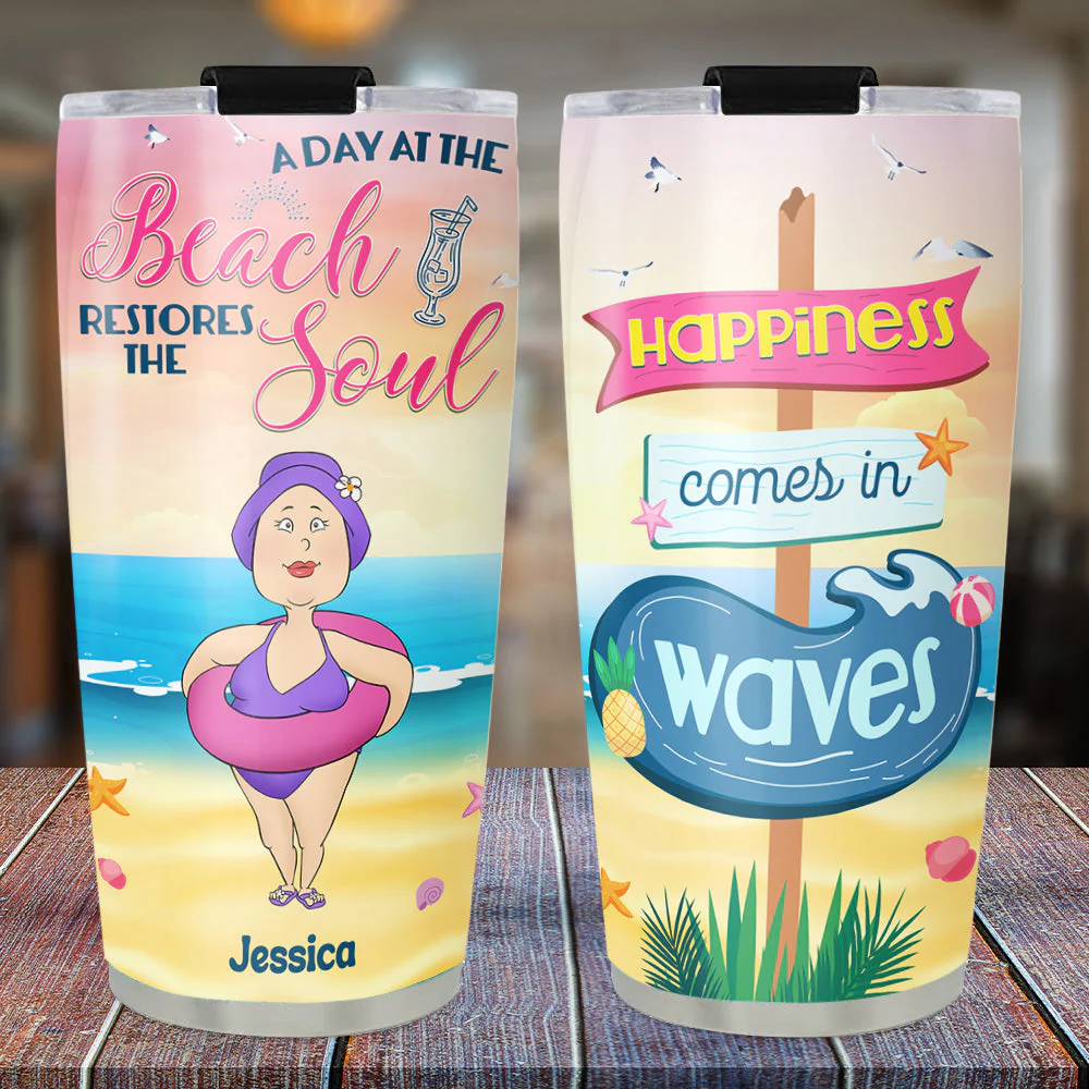 A Day At The Beach - Personalized Custom Tumbler - Image 3