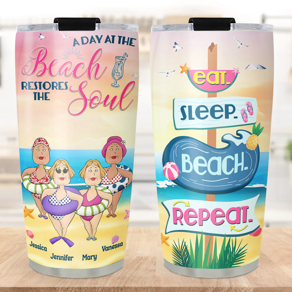 A Day At The Beach - Personalized Custom Tumbler - Image 4