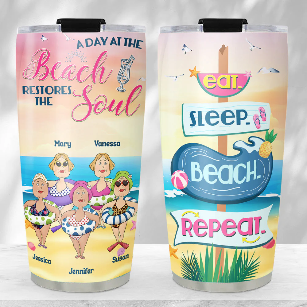 A Day At The Beach - Personalized Custom Tumbler - Image 5