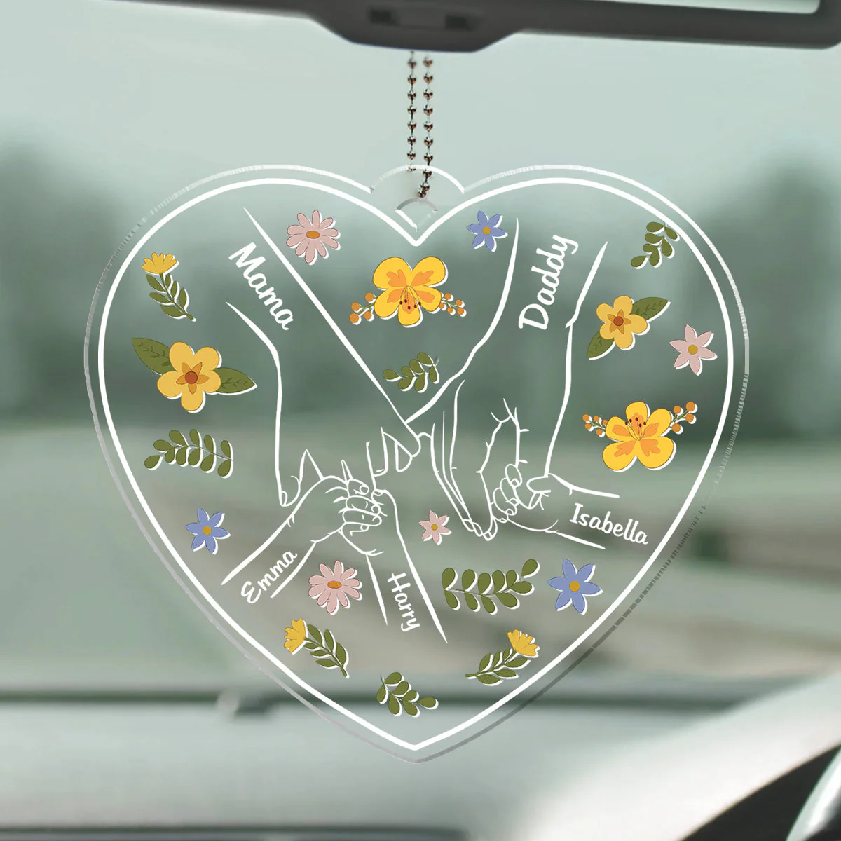 A Family Is A Round Of Love - Personalized Acrylic Car Ornament - Image 2