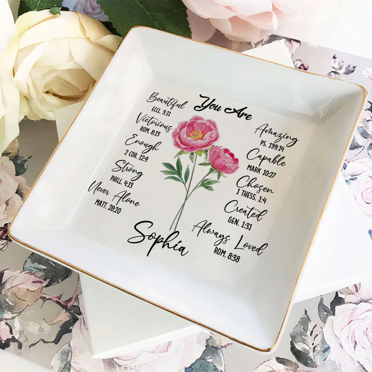 A Friend Is Like A Flower - Personalized Custom Jewelry Dish - Image 4