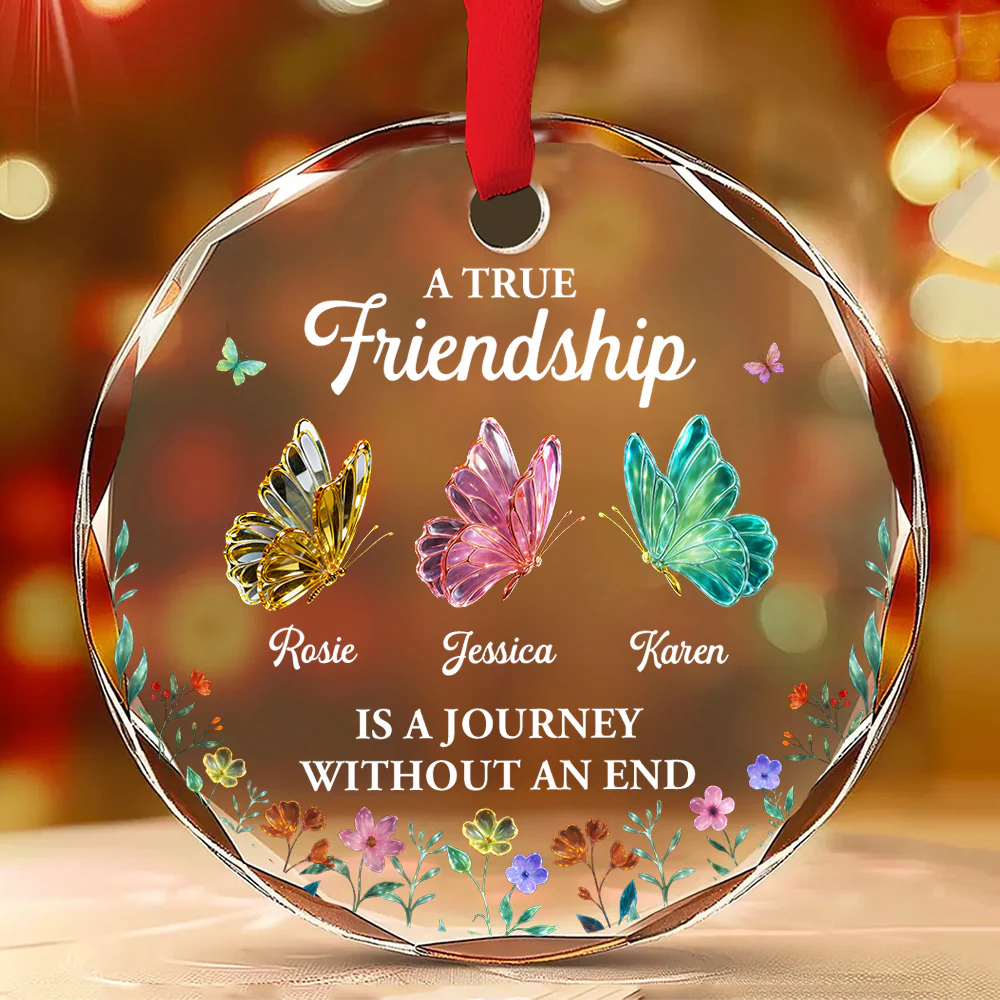 A Friendship Journey - Personalized Custom Glass Ornament - Image 2