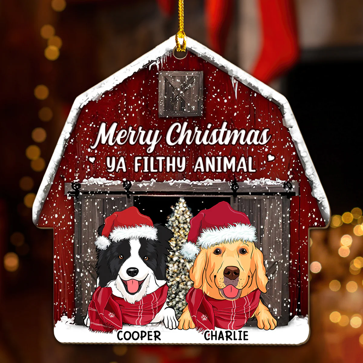A Furry Little Christmas - Personalized Custom Wood Ornament - Image 3