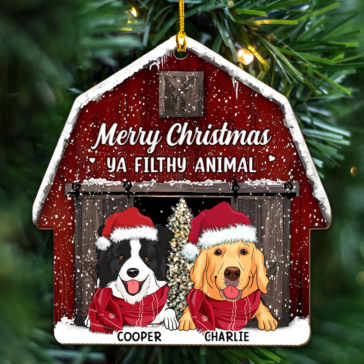 A Furry Little Christmas - Personalized Custom Wood Ornament - Image 4