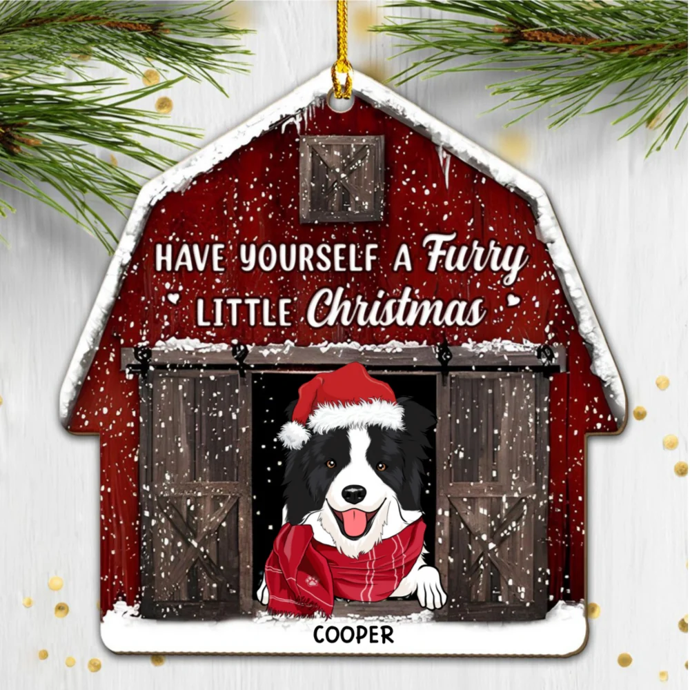 A Furry Little Christmas - Personalized Custom Wood Ornament - Image 5
