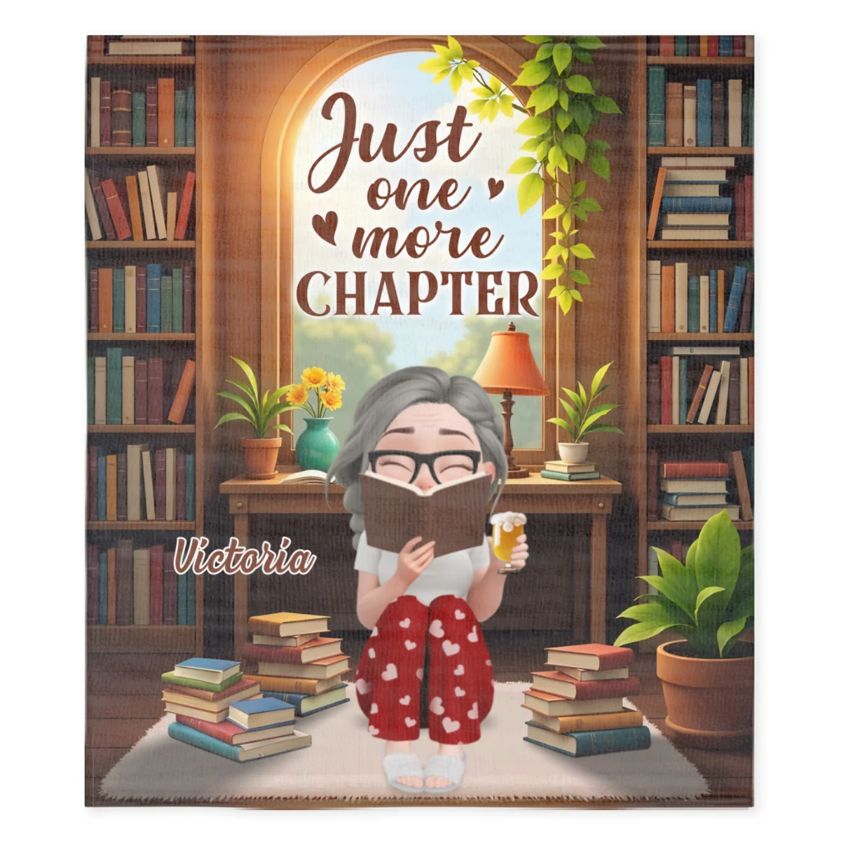 A Girl And Her Books - Personalized Custom Fleece Blanket - Image 6