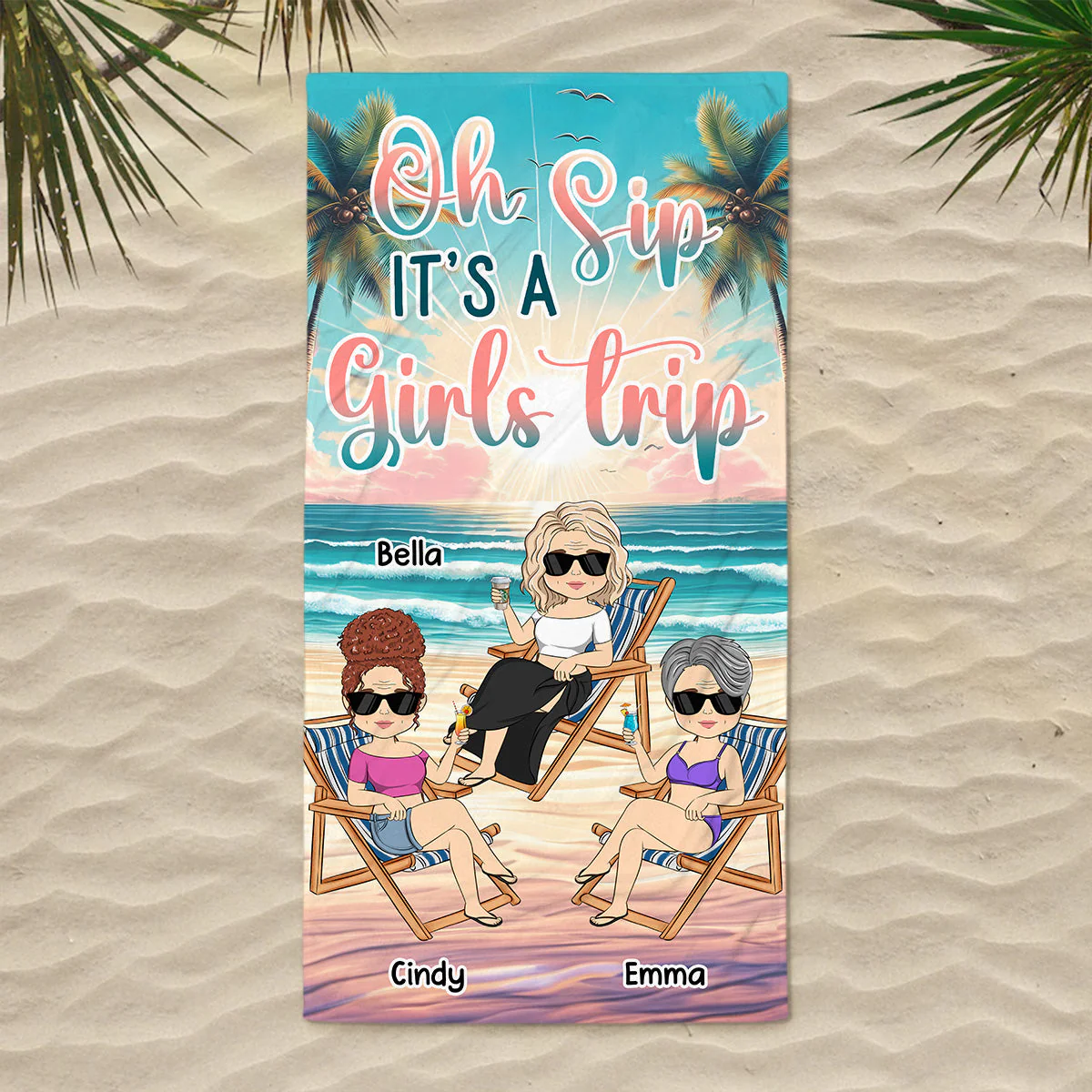 A Girl Trip - Personalized Custom Beach Towel - Image 3