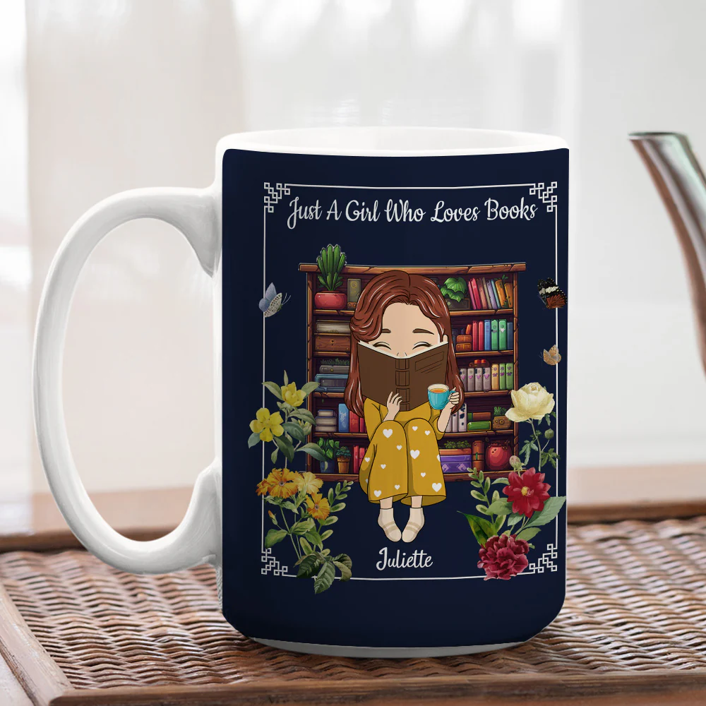 A Girl Who Finds Magic In Books - Personalized Custom Coffee Mug - Image 6