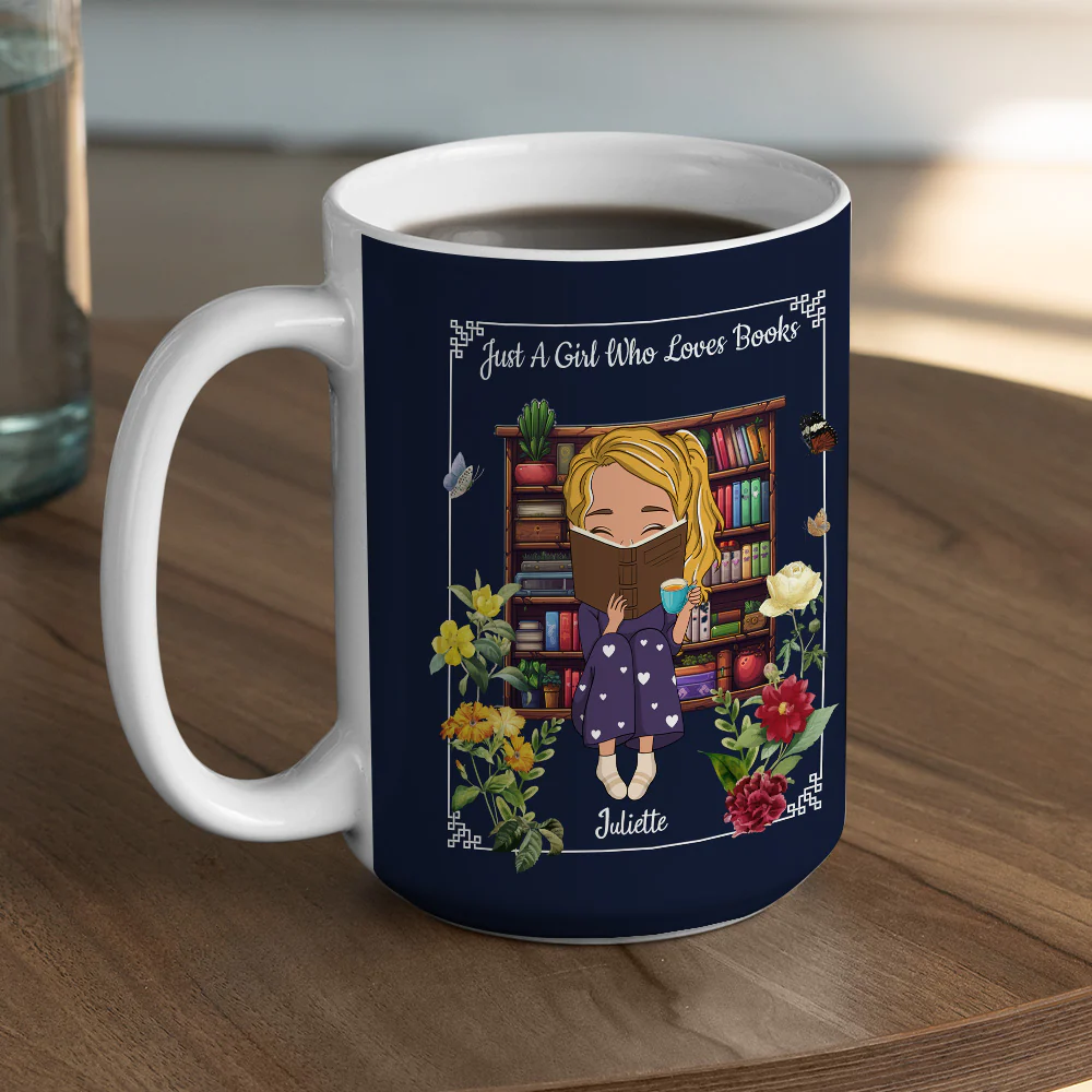 A Girl Who Finds Magic In Books - Personalized Custom Coffee Mug - Image 7