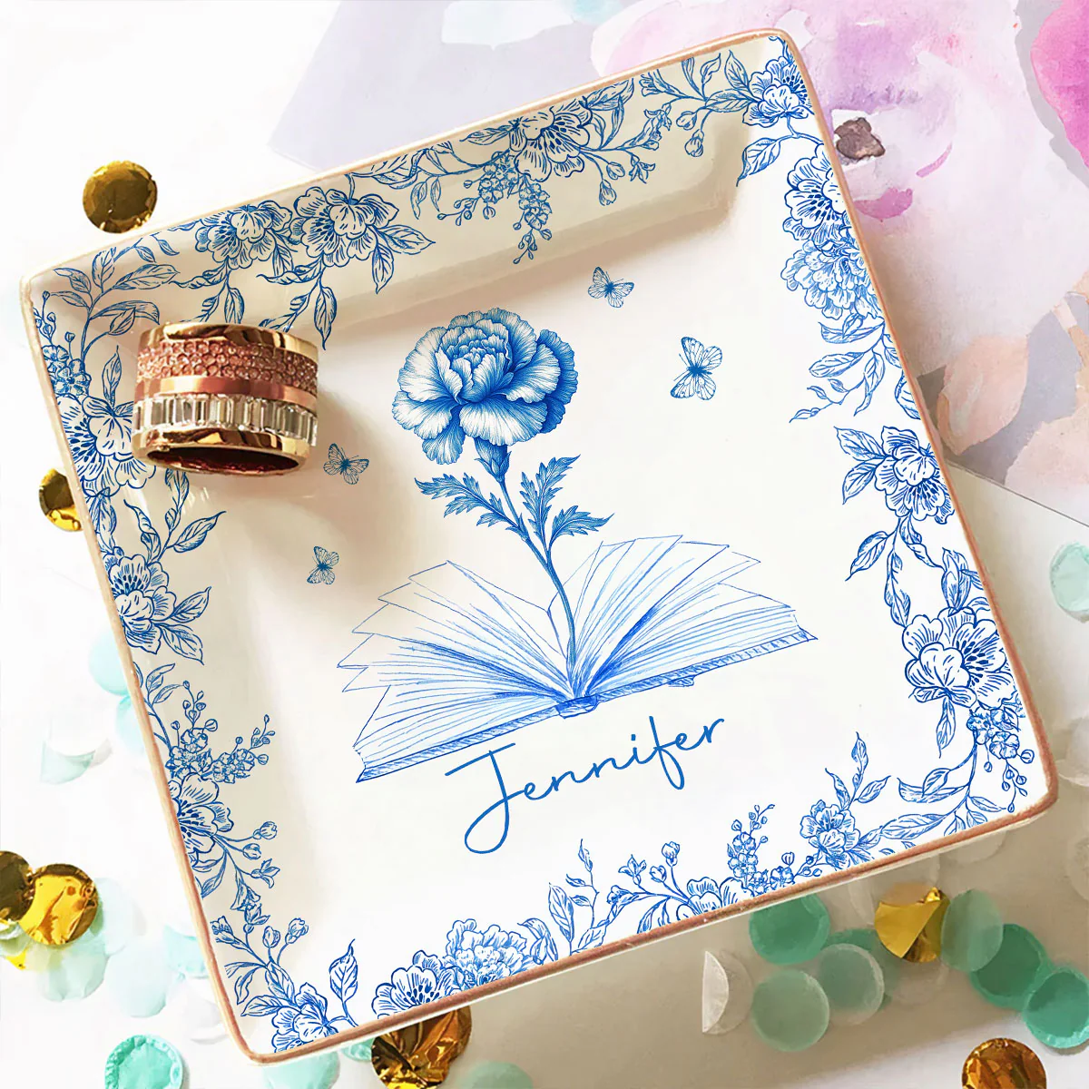 A Girl Who Loves Books - Personalized Custom Jewelry Dish - Image 2