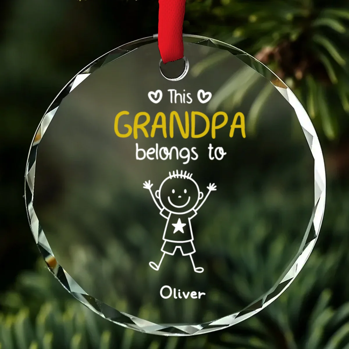 A Grandpa Loved At Christmas - Personalized Custom Glass Ornament - Image 6