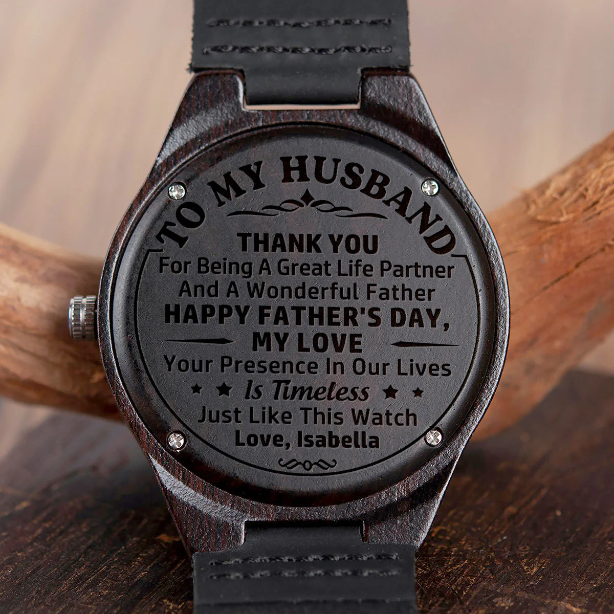 A Great Life Partner - Personalized Custom Wood Watch - Image 2
