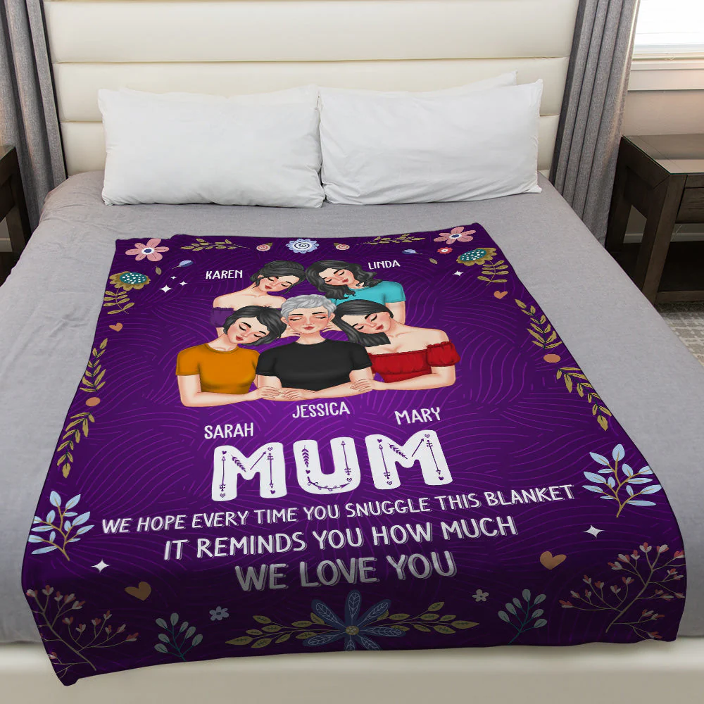 A Hug From Daughters To Mom - Personalized Custom Fleece Blanket - Image 4