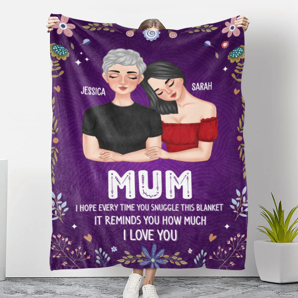 A Hug From Daughters To Mom - Personalized Custom Fleece Blanket - Image 5