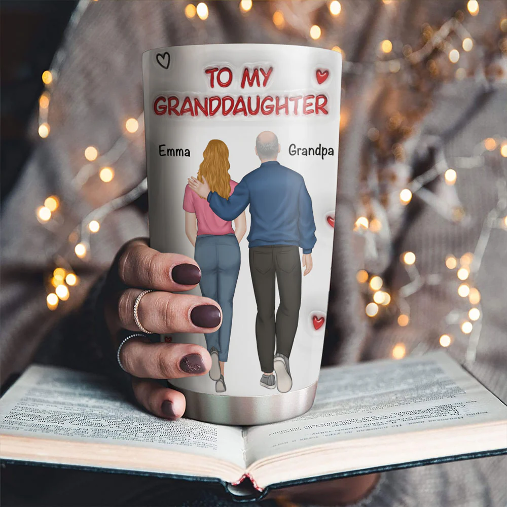 A Hug From Grandpa -  Personalized Custom 3D Inflated Effect Tumbler - Image 2